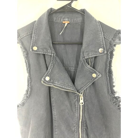 Free People Charcoal Grey Sleeveless Zip Moto Dress XS - Picture 3 of 4